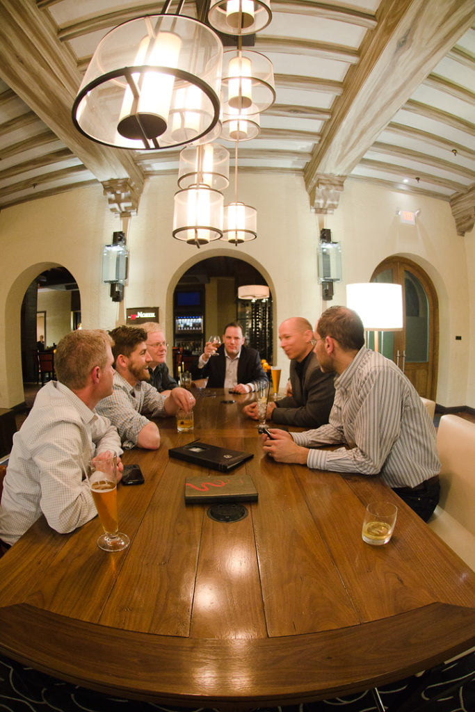  1am Late night discussion continuing the conversation after the inner circle proceedings with (head of table to clockwise) Eric Douay, Dan Kuschell, Jeremy Weisz, John Corcoran, Bill Bricker, John Lombard (everyone else sleeping)